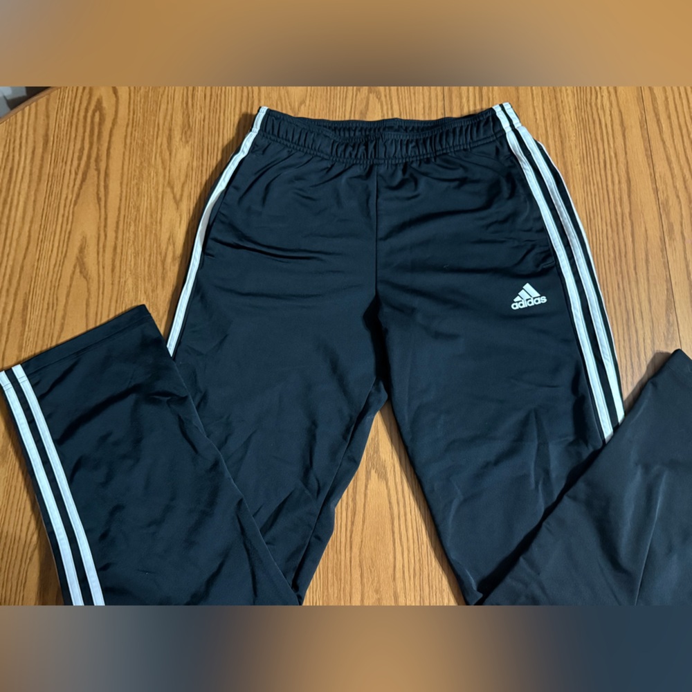 Men’s Adidas Black Joggers with White Stripes